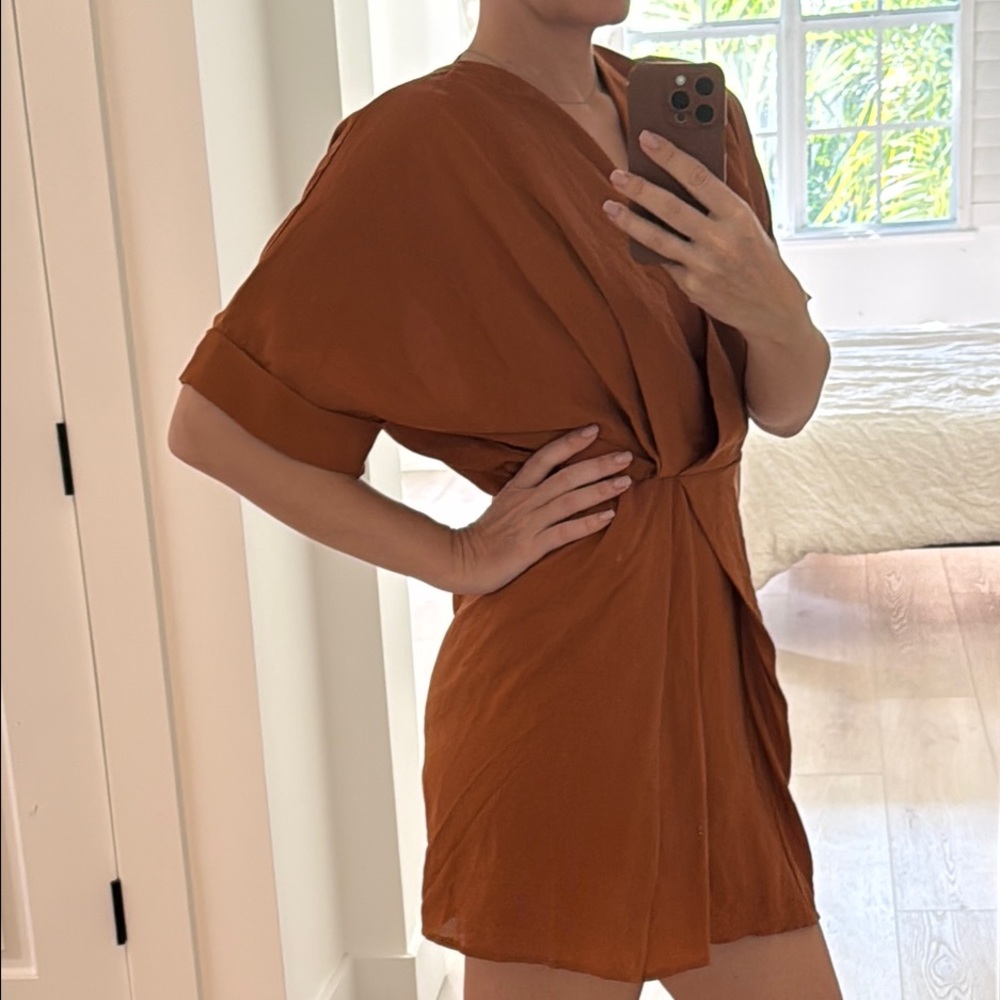 NEW Rust Brown V-Neck Dress